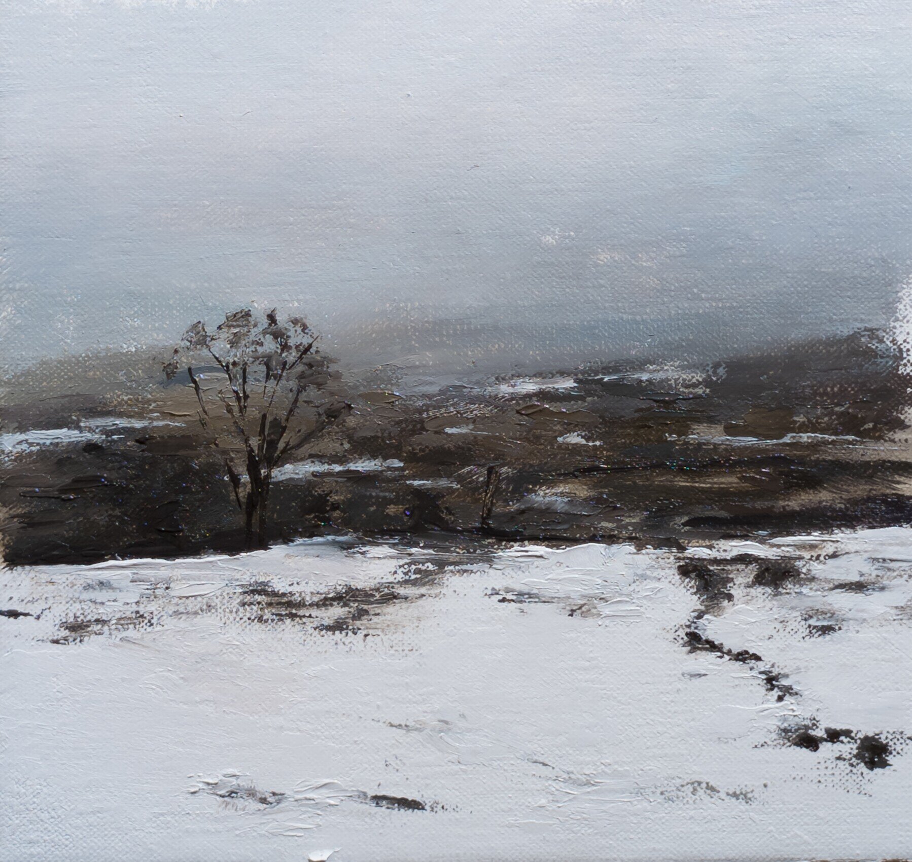 Paisaje expresionista en tonos cálidos